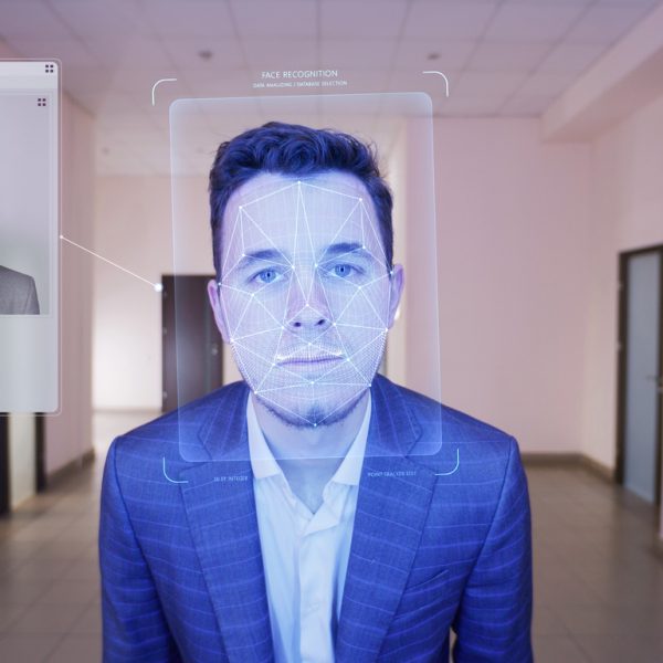 Biometric facial recognition of businessman